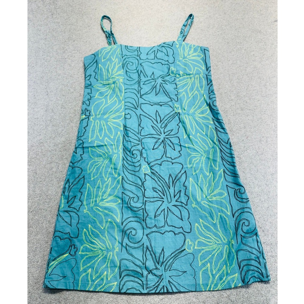 Hilo Hattie Teal & Lime Floral Mini Dress